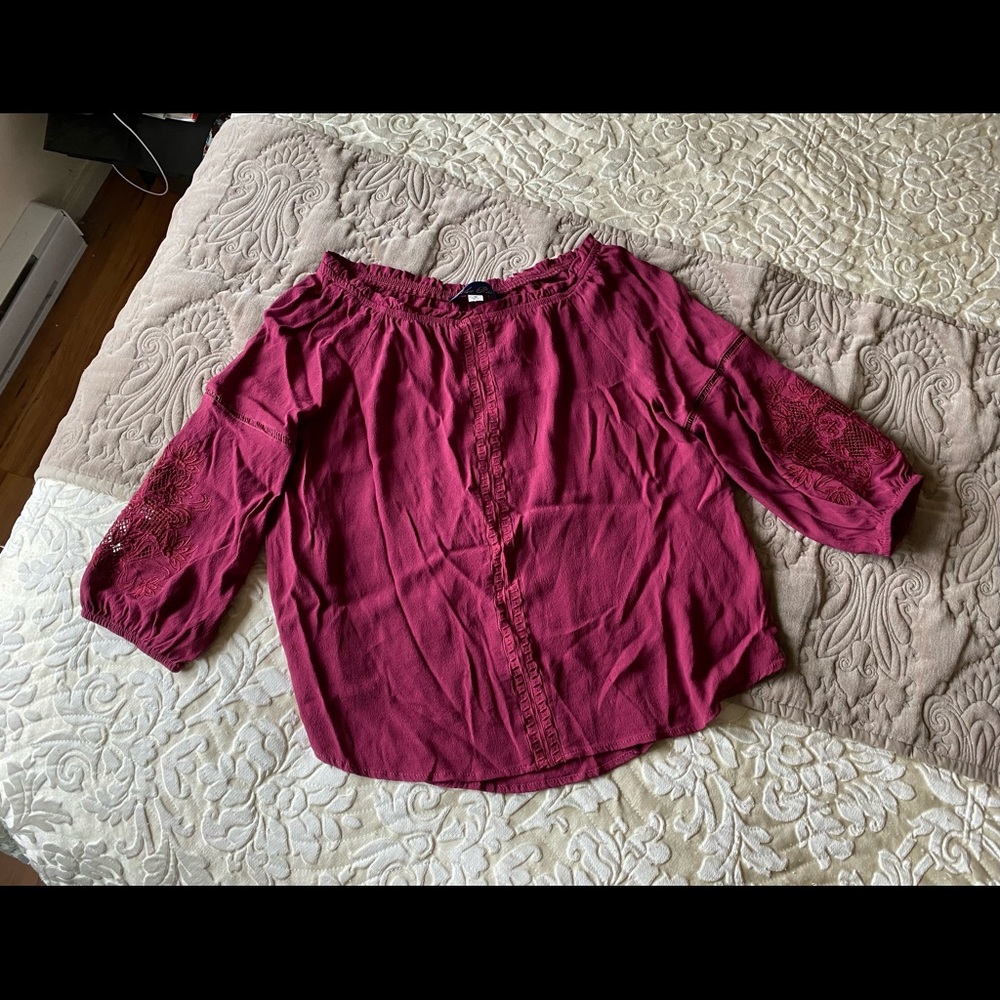 Blue Rain Burgundy Blouse Size M